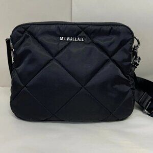 MZ Wallace Madison Quilted Nylon Crossbody Bag Black